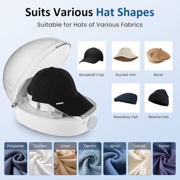 Automatic Cap Cleaner with steam and Dry,steam Cleaning&Ironing and Drying for Bucket hat Baseball Cap,hat Cleaner&Dryer for Trucker hat etc - Image 7
