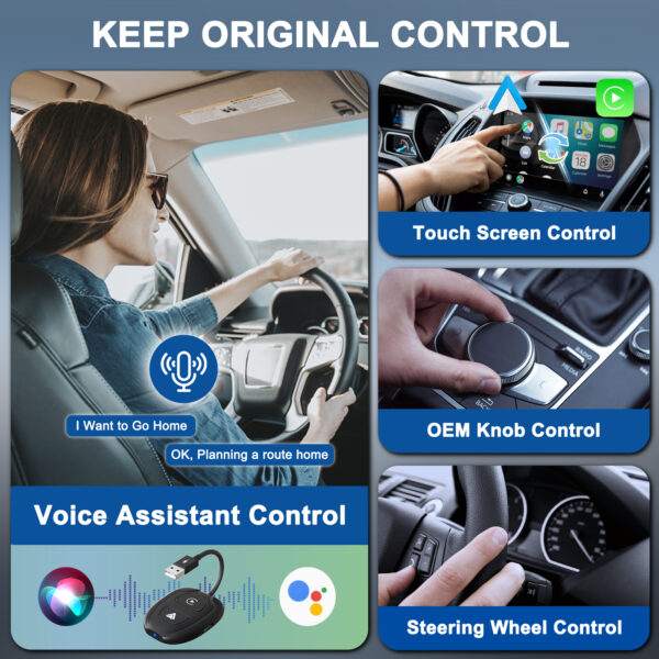 Wireless CarPlay Adapter for iPhone,Converts Factory Wired to Wireless,Plug & Play,Stable Control & No Delay,2025 Upgraded 2 in 1,USB A/C Port to iOS 10+ Android 10.0+ - Image 2