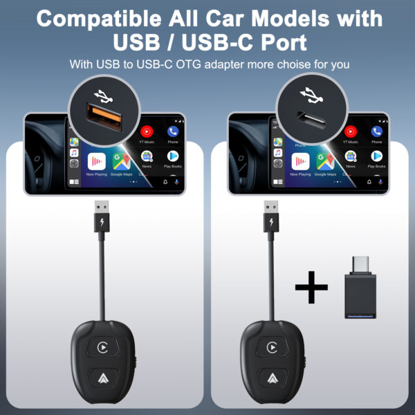 Wireless CarPlay Adapter for iPhone,Converts Factory Wired to Wireless,Plug & Play,Stable Control & No Delay,2025 Upgraded 2 in 1,USB A/C Port to iOS 10+ Android 10.0+ - Image 6
