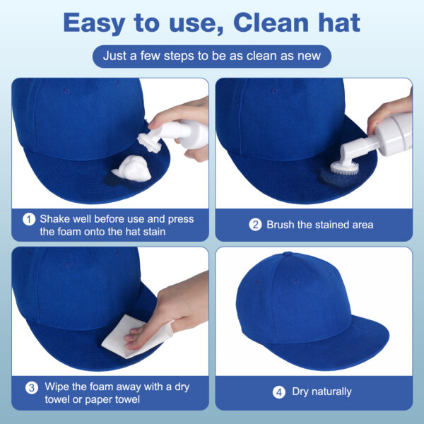 Effectively Hat Cleaner For all your favorite hats,Includes 5 OZ of Cleaning Solution,Mild Formula,Neutral PH,Safe for use on most materials,The Built-in brush Head Easy to Use - Image 2